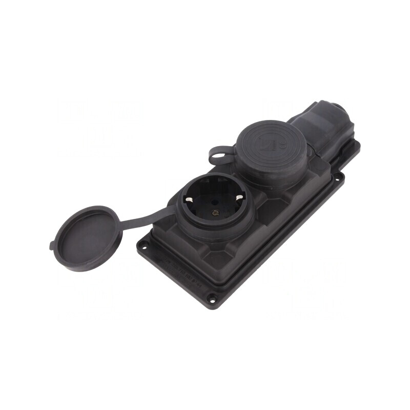 Conector Alimentare AC 250VAC 16A Negru IP44 2P PE | Electronic-mag.ro | Componente Electronice