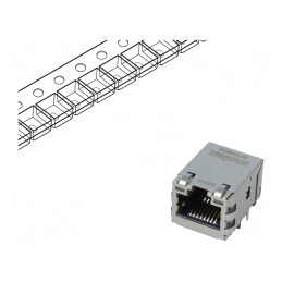 Soclu RJ45 cu LED ecranat aurit pentru PCB | Electronic-mag.ro | Componente Electronice