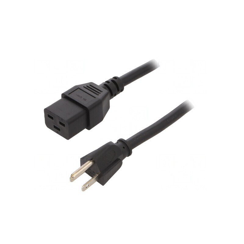 Cablu Alimentare IEC C19 la NEMA 5-15 2,5m Negru | Electronic-mag.ro | Componente Electronice