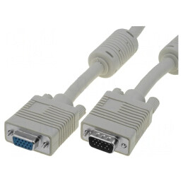 Cablu | D-Sub 15pin HD soclu,D-Sub 15pin HD mufă | gri | 10m | AK-310203-100-E