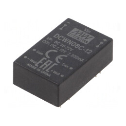 Convertor DC/DC 6W 36-72V la 12V și -12V THT | Electronic-mag.ro | Componente Electronice