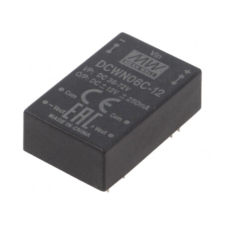 Convertor DC/DC 6W 36-72V la 12V și -12V THT | Electronic-mag.ro | Componente Electronice