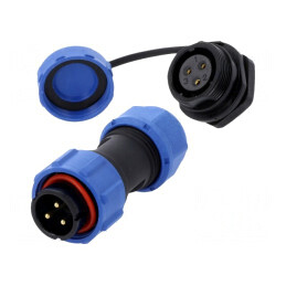 Conector Circular Tată Mamă 3 PIN 3A IP67 500V Lipire | Electronic-mag.ro | Componente Electronice