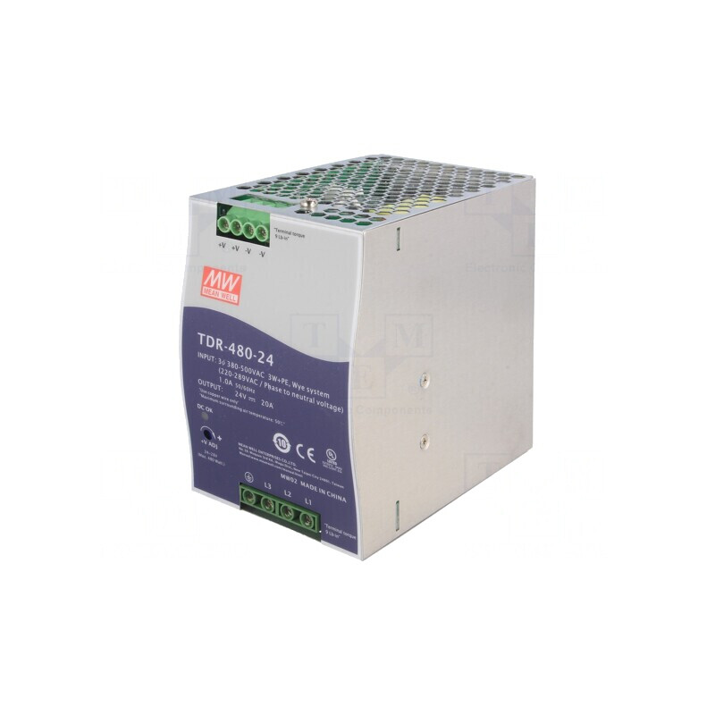 Alimentator pulsatoriu pentru şină DIN 480W 24VDC 20A | Electronic-mag.ro | Componente Electronice