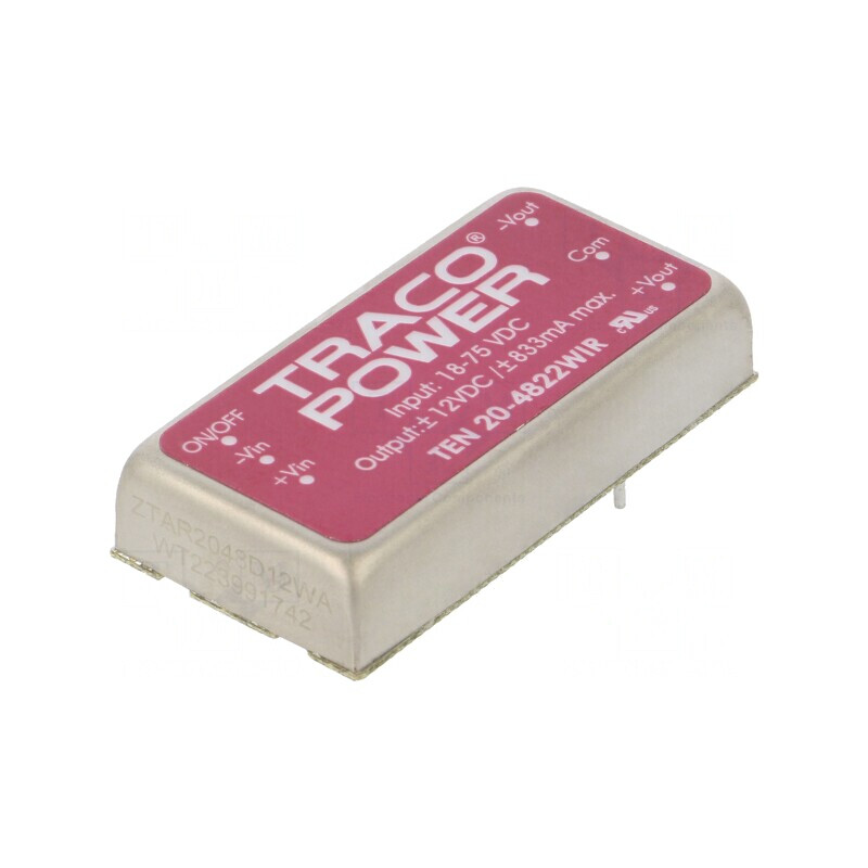 Convertor DC/DC 20W 18-75V la 12V și -12V | Electronic-mag.ro | Componente Electronice Convertor DC/DC 20W 18-75V la 12V și -12V | Electronic-mag.ro | Componente Electronice