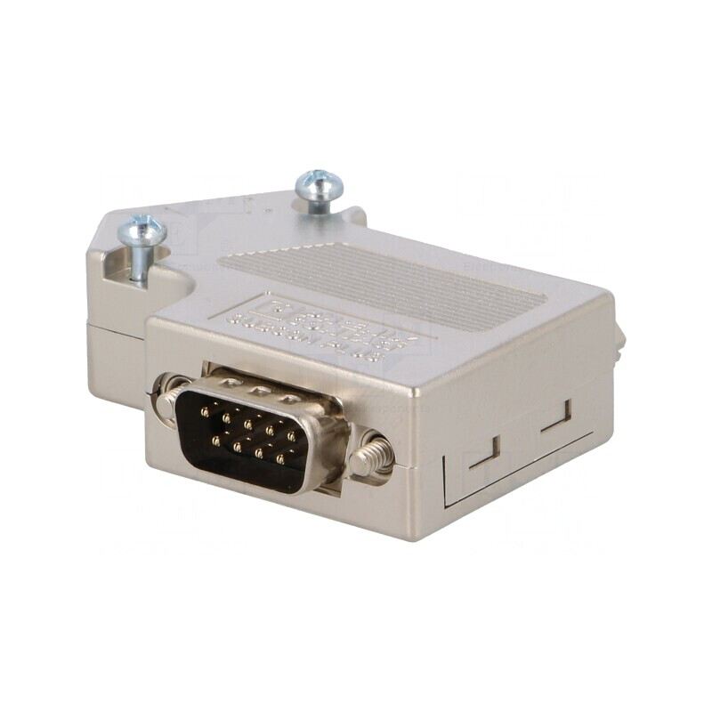 Conector D-Sub 9 PIN unghi 55° cu terminal şurub pe cablu | Electronic-mag.ro | Componente Electronice