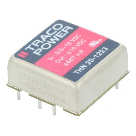 Convertor DC/DC 20W 9-18V la 15V/-15V THN 20-1223 | Electronic-mag.ro | Componente Electronice