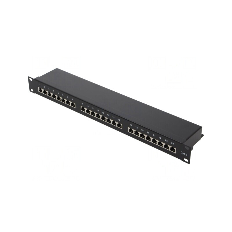 Patch Panel RJ45 Cat6 Rack 24 Porturi Negru | Electronic-mag.ro | Componente Electronice