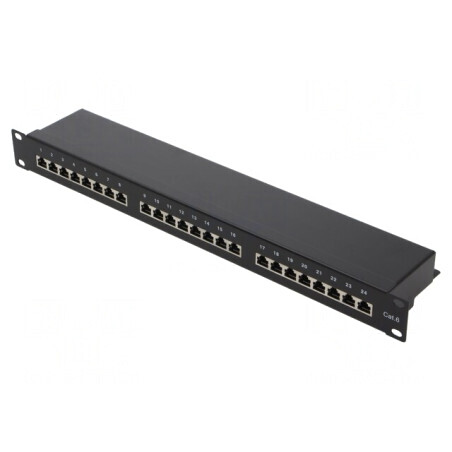 Patch Panel RJ45 Cat6 Rack 24 Porturi Negru | Electronic-mag.ro | Componente Electronice