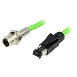 Adaptor M12 Soclu Mamă la RJ45 Mufă Ethernet IP67 | Electronic-mag.ro | Componente Electronice