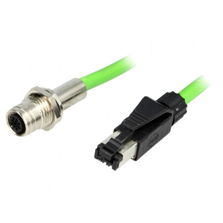 Adaptor M12 Soclu Mamă la RJ45 Mufă Ethernet IP67 | Electronic-mag.ro | Componente Electronice