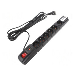 Prelungitor 6 Prize 10A cu Protecție Supratensiune și USB 5M Negru | Electronic-mag.ro | Componente Electronice