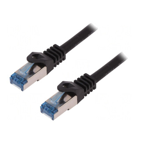 Patch Cord S/FTP Cat6a 50m Negru LSZH 27AWG | Electronic-mag.ro | Componente Electronice