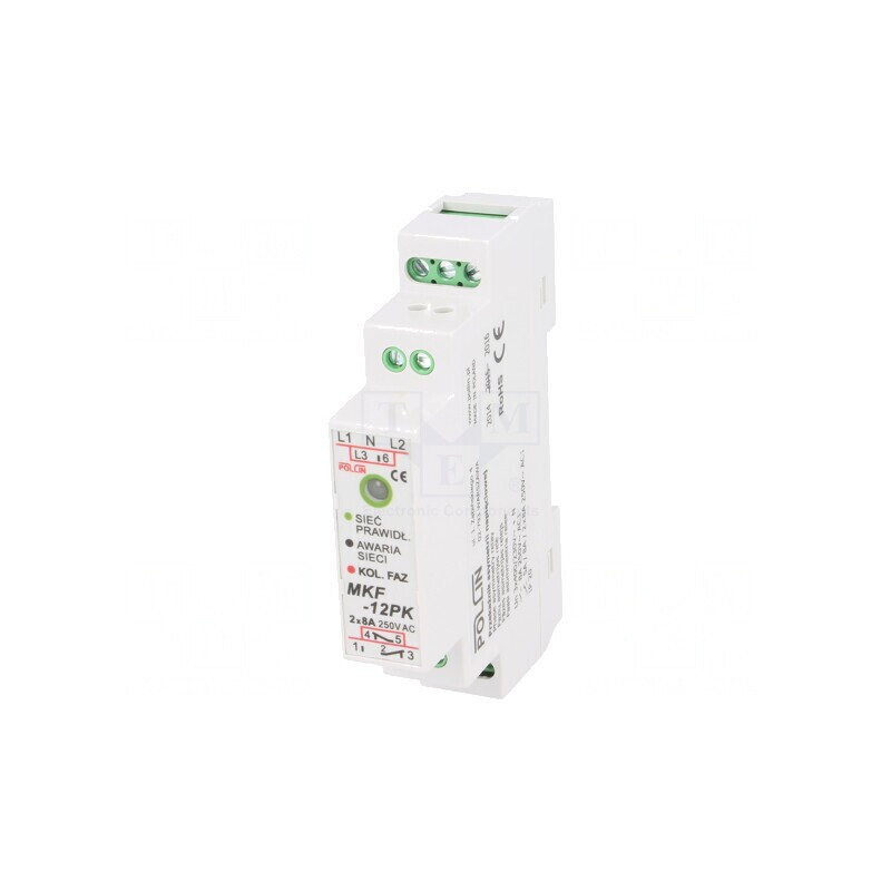 Releu Monitorizare Tensiune Șină DIN DPDT MKF-12PK | Electronic-mag.ro | Componente Electronice