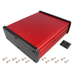 Carcasă universală aluminiu roșu 177,6x209x61,1mm | Electronic-mag.ro | Componente Electronice