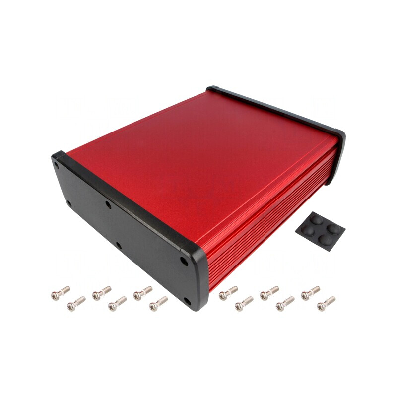 Carcasă universală aluminiu roșu 177,6x209x61,1mm | Electronic-mag.ro | Componente Electronice