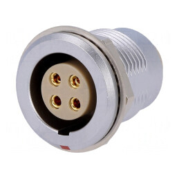Conector Circular 2B Soclu Mamă 4 PIN Lipire 15A IP50 0,5mm2 | Electronic-mag.ro | Componente Electronice