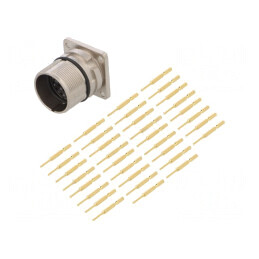 Conector M23 Soclu 17-PIN Crimpat Drept Aurit IP67 | Electronic-mag.ro | Componente Electronice