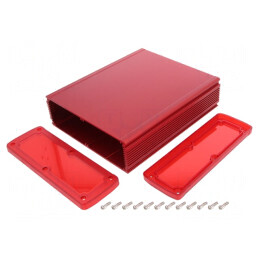 Carcasă universală aluminiu roșu 177.6x209x61.1mm | Electronic-mag.ro | Componente Electronice