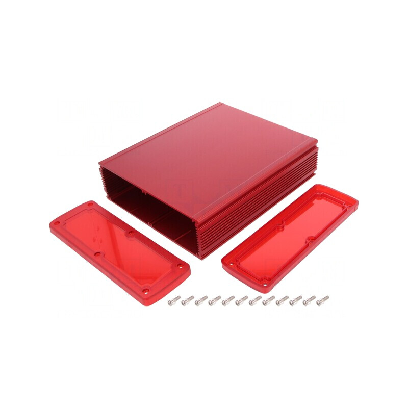 Carcasă universală aluminiu roșu 177.6x209x61.1mm | Electronic-mag.ro | Componente Electronice