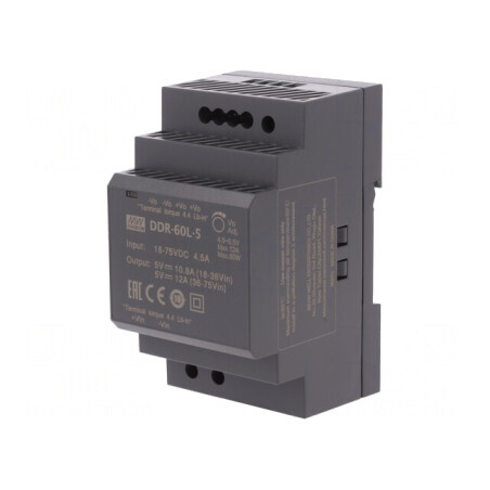 Convertor DC/DC 60W 5V 12A 52,5x90x54,5mm | Electronic-mag.ro | Componente Electronice