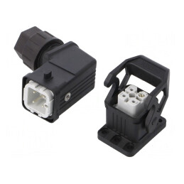 Conector Electric HDC Tată-Mamă 230V 10A 4 PIN 3 PE | Electronic-mag.ro | Componente Electronice