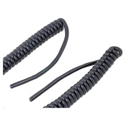 Cablu: spiralat | H07BQ-F | 5G1,5mm2 | neecranat | PUR | negru | 1m | 4m | 