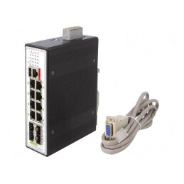 Switch Ethernet Administrabil 12 Porturi 24-57VDC 18W