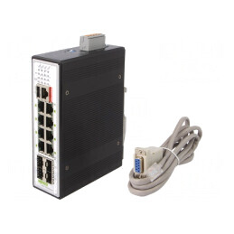 Switch Ethernet Administrabil 12 Porturi 24-57VDC 18W | Electronic-mag.ro | Componente Electronice