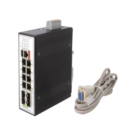 Switch Ethernet Administrabil 12 Porturi 24-57VDC 18W | Electronic-mag.ro | Componente Electronice