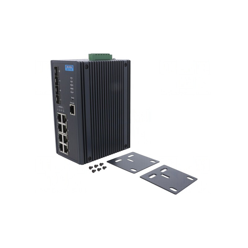 Switch Ethernet Administrabil 12 Porturi 12-48VDC IP40 | Electronic-mag.ro | Componente Electronice