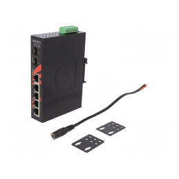 Switch Ethernet neadministrabil 7 porturi 12-48VDC | Electronic-mag.ro | Componente Electronice