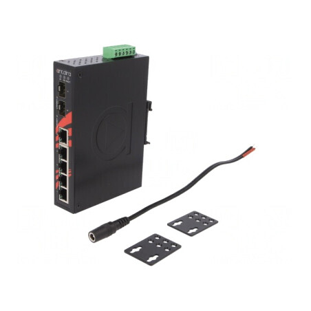 Switch Ethernet neadministrabil 7 porturi 12-48VDC | Electronic-mag.ro | Componente Electronice