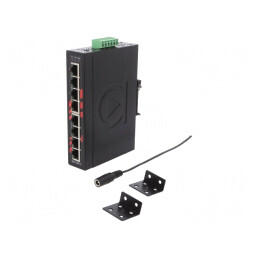 Switch Ethernet neadministrabil 8 porturi 12-48VDC | Electronic-mag.ro | Componente Electronice