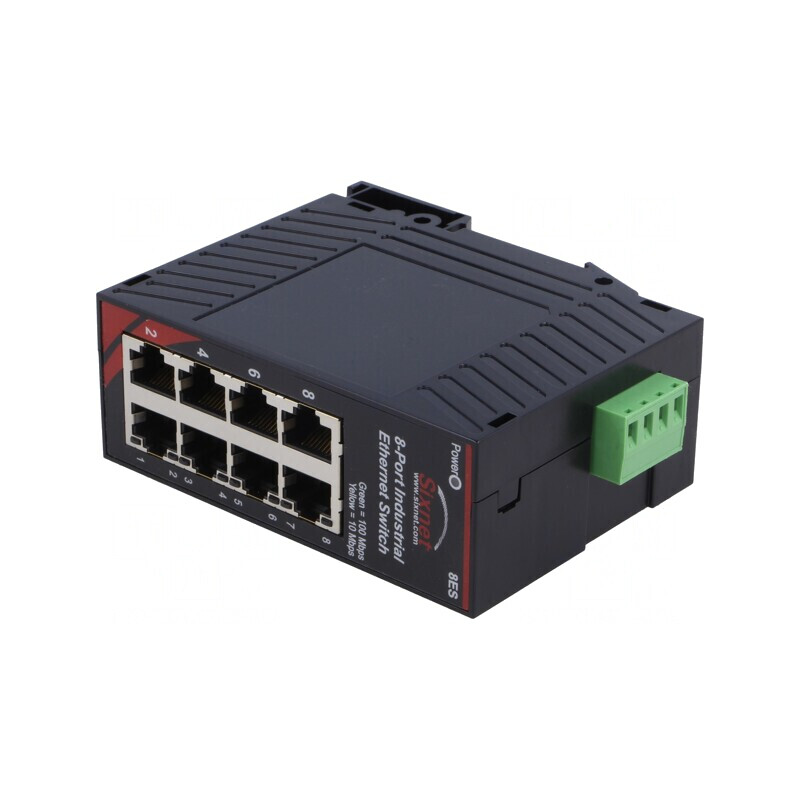 Switch Ethernet 8 Porturi 10-30VDC pentru Șină DIN | Electronic-mag.ro | Componente Electronice