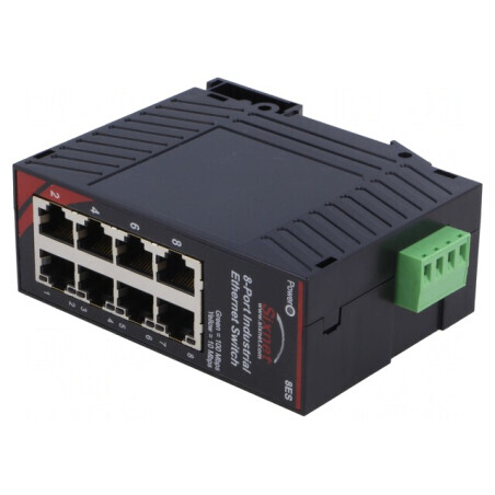 Switch Ethernet 8 Porturi 10-30VDC pentru Șină DIN | Electronic-mag.ro | Componente Electronice