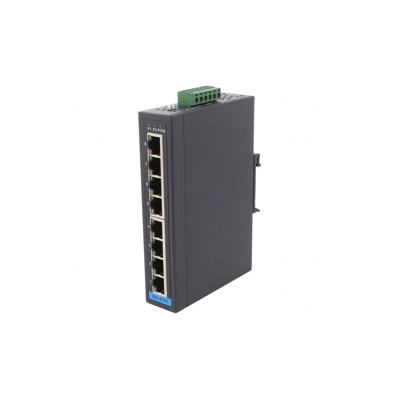 Switch Ethernet neadministrabil 8 porturi 12-48VDC | Electronic-mag.ro | Componente Electronice