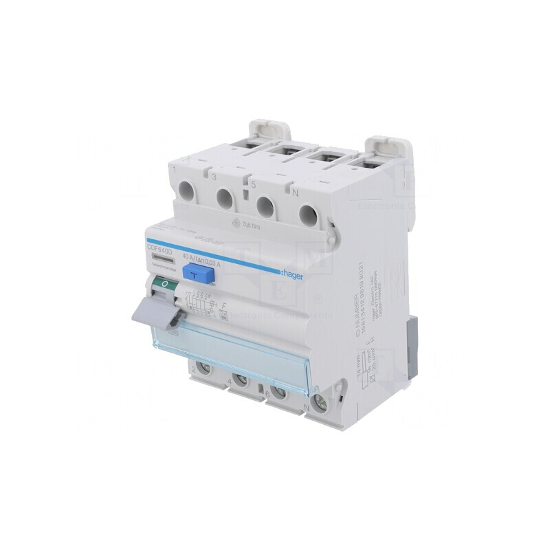 Întrerupător diferenţial 40A 30mA 3P+N IP20 | Electronic-mag.ro | Componente Electronice