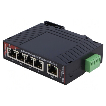 Switch Ethernet 5 Porturi 10-30VDC pentru Șină DIN | Electronic-mag.ro | Componente Electronice