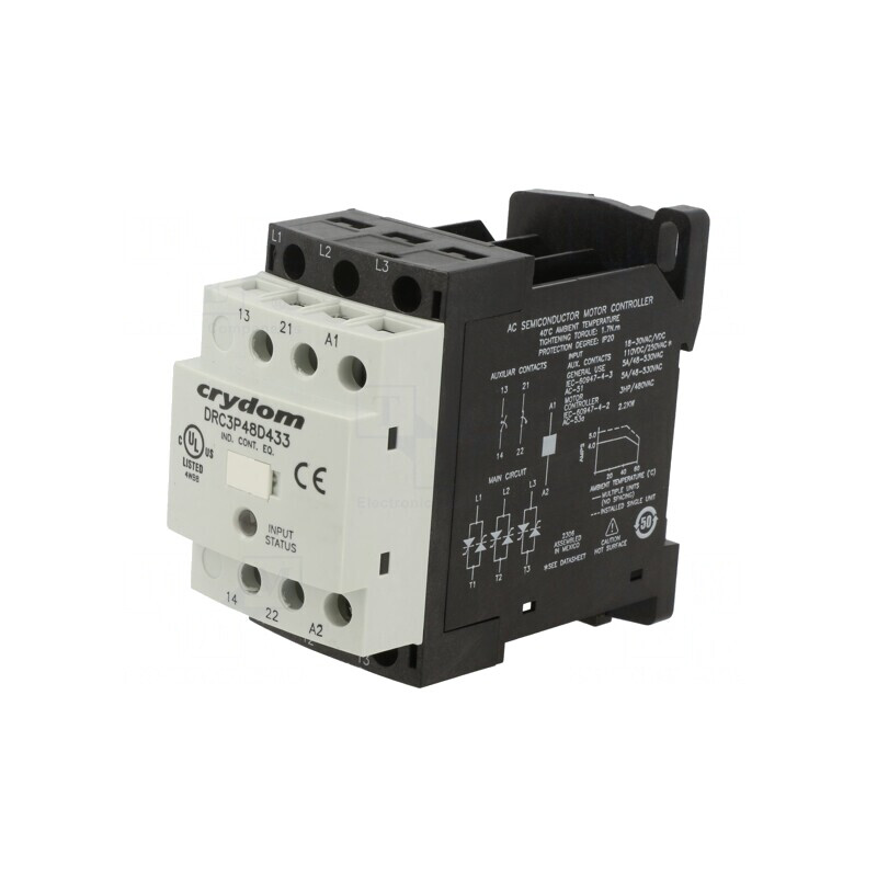Releu semiconductor 4,8A 3-fazat 48-480VAC IP20 | Electronic-mag.ro | Componente Electronice