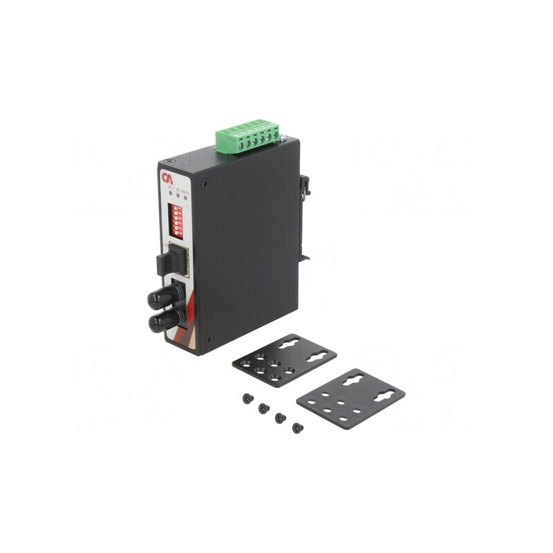 Media Convertor Ethernet/Fibră Optică Multimod 12-48VDC IP30 ST | Electronic-mag.ro | Componente Electronice
