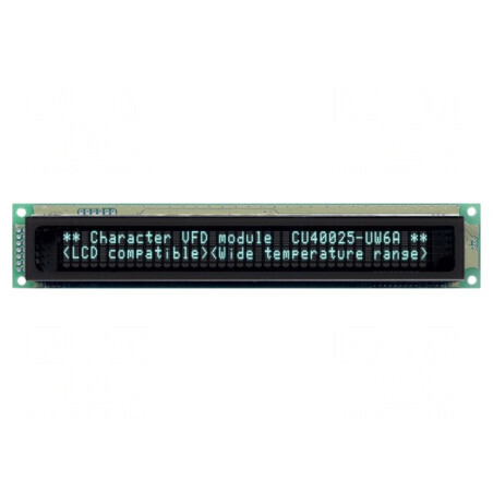 Afișaj Alfanumeric VFD 40x2 4,7mm 350cd/m2 PIN 20 | Electronic-mag.ro | Componente Electronice
