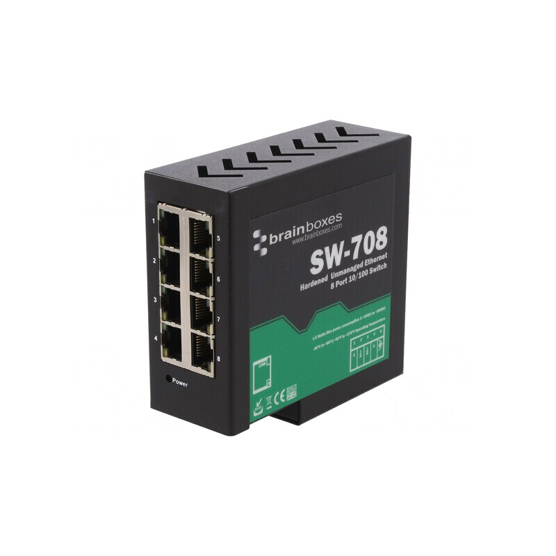 Switch Ethernet Neadministrabil 8 Porturi RJ45 5-30VDC | Electronic-mag.ro | Componente Electronice