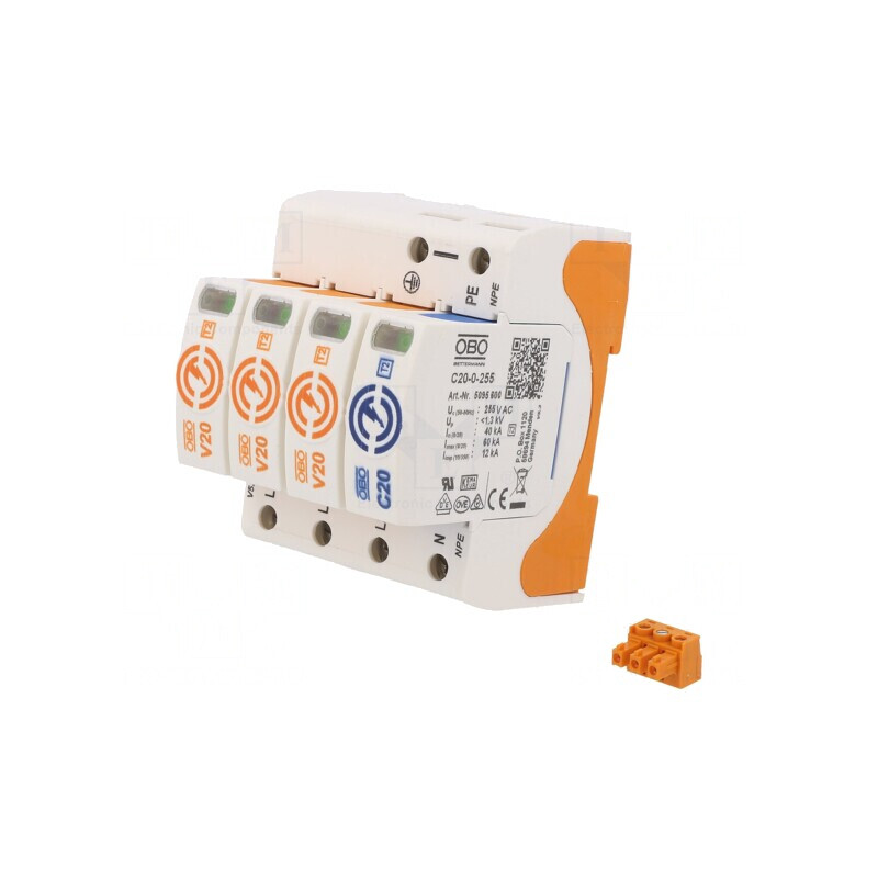 Limitator de Supratensiuni 20kA 280VAC 3 Poli NPE IP20 | Electronic-mag.ro | Componente Electronice