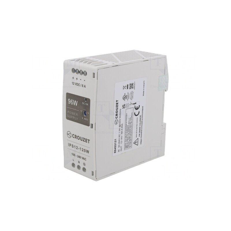 Alimentator Pulsatoriu 96W 12VDC 8A pentru Șină DIN | Electronic-mag.ro | Componente Electronice