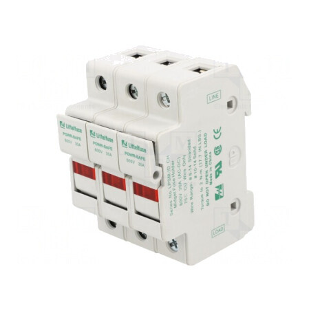 Clemă siguranţe cilindrice 10x38mm pentru şină DIN 30A 600V | Electronic-mag.ro | Componente Electronice