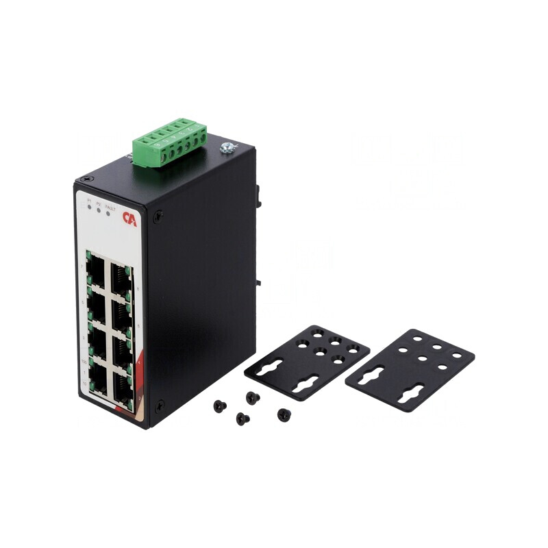 Switch Ethernet neadministrabil 8 porturi 12-48VDC | Electronic-mag.ro | Componente Electronice