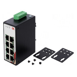 Switch Ethernet neadministrabil 8 porturi 12-48VDC | Electronic-mag.ro | Componente Electronice