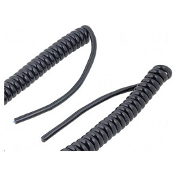 Cablu: spiralat | H07BQ-F | 3G1,5mm2 | neecranat | PUR | negru | 2m | 8m | 84927