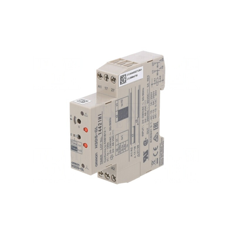 Relé temporizator 1s-120s SPST-NO 250VAC/5A 24-230VAC 24-48VDC | Electronic-mag.ro | Componente Electronice